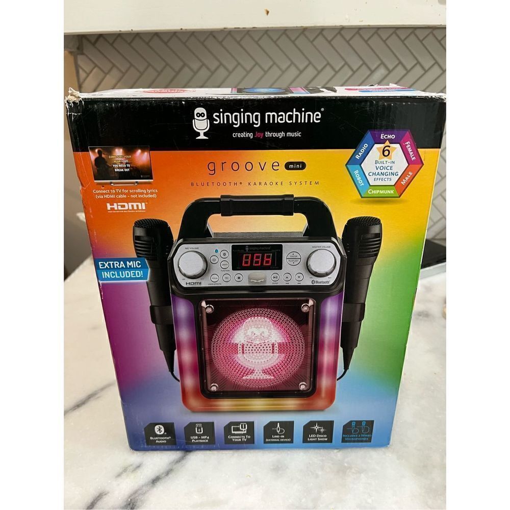 The Singing Machine SML654BK Groove Mini Karaoke with Mic - Black